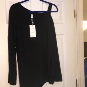 Black cold shoulder sweater